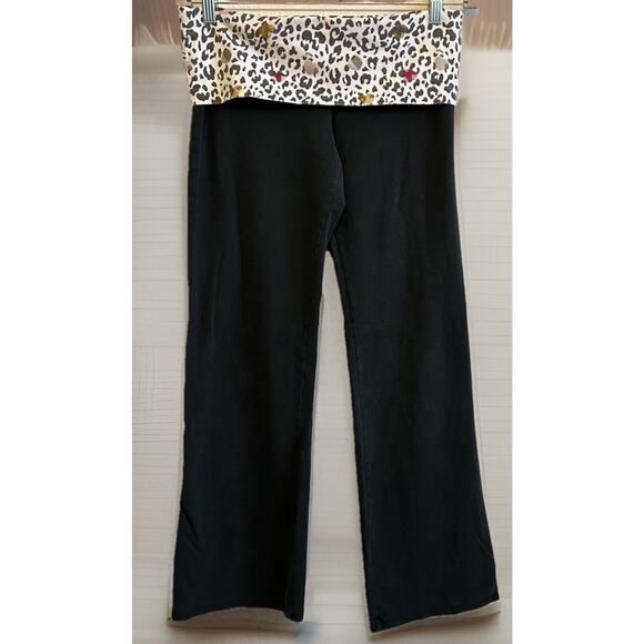 Y2K Victoria Secret Fold Over Leggings Cheetah Yoga Flare Leg Pant Women Large - Picture 2 of 16